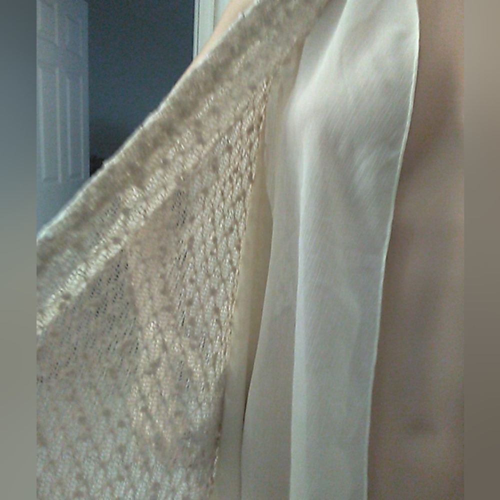 BlBNWT PERCH BEIGE VEST-LIKE BLOUSE BY BLU PEPPER SZ. XL KNIT/ SHEER W/ BELT - Picture 3 of 11